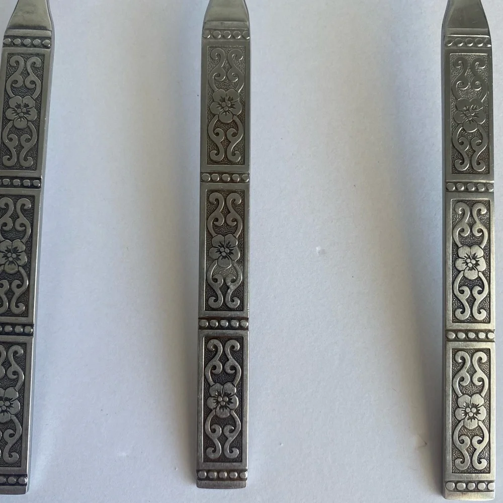 MCM 6‎ Pc Oneida Community Isabella Stainless Serving Set Utensils Flowers Dot
